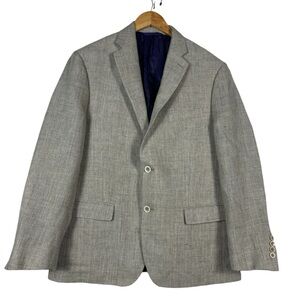 Robert Graham Sport Coat Mens 42R Gray 2 Button Tailored Fit Wool Linen Blazer